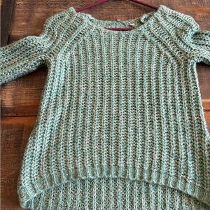 Free People Mint Green Crewneck Knit Sweater Sz small vguc